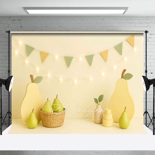 Lofaris Fresh Pear Flag Light Photography Cake Smash Backdrop