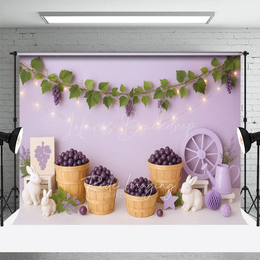 Lofaris Fresh Purple Grapes Bunny Wall Cake Smash Backdrop