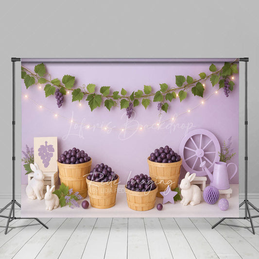 Lofaris Fresh Purple Grapes Bunny Wall Cake Smash Backdrop