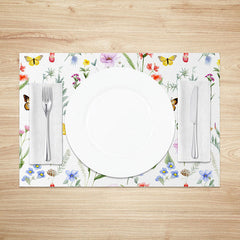 Lofaris Fresh Spring Butterfly and Flower Placemats Set of 4 for Bright Colorful Garden Party Table Decor
