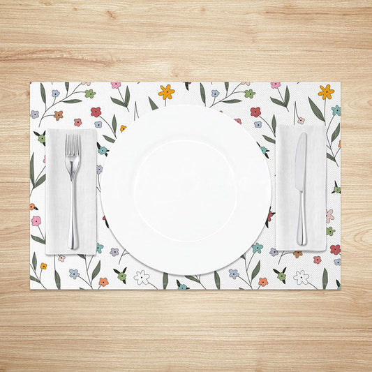 Lofaris Fresh Spring Floral Placemats Set of 4 Botanical Flower and Leaves Print for Kitchen Dining Table