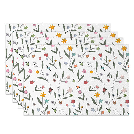Lofaris Fresh Spring Floral Placemats Set of 4 Botanical Flower and Leaves Print for Kitchen Dining Table
