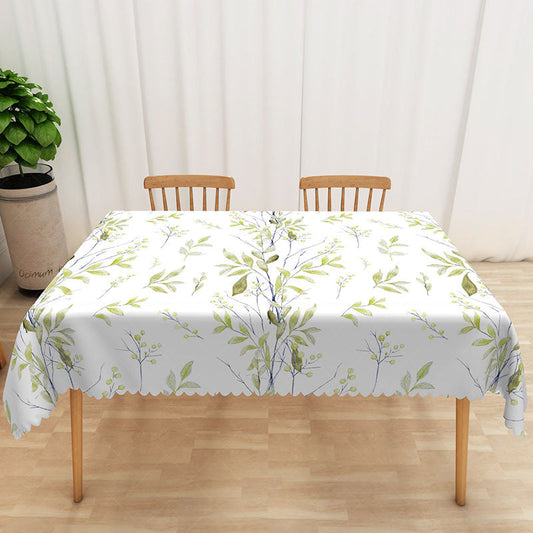 Lofaris Fresh Spring Rectangle Tablecloth with Light Green Botanical Plants for Easter and Garden Party Decor