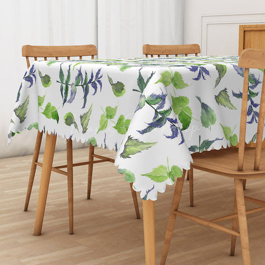 Lofaris Fresh Spring Vibe Rectangle Tablecloth with Green Leaves for Easter Garden Party and Kitchen Decor