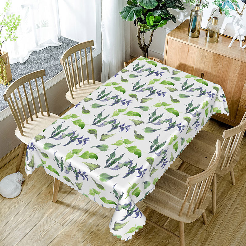 Lofaris Fresh Spring Vibe Rectangle Tablecloth with Green Leaves for Easter Garden Party and Kitchen Decor
