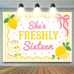 Lofaris Freshly Sixteen Lemon and Cake Yellow Pink Birthday Backdrop Sweet Party Decor.