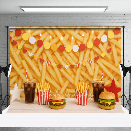 Lofaris Fries Wall Burger Shop Birthday Cake Smash Backdrop