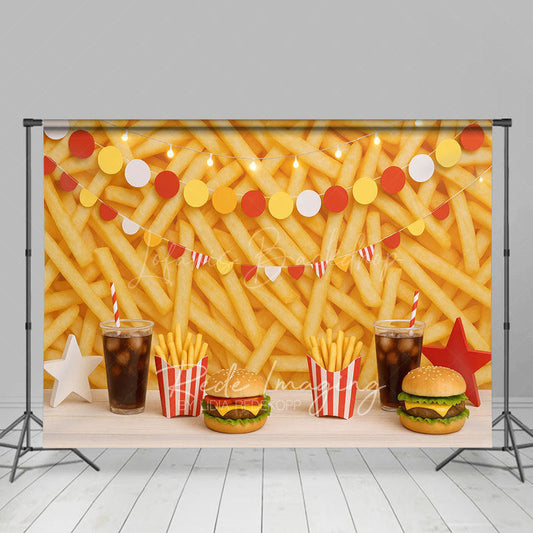 Lofaris Fries Wall Burger Shop Birthday Cake Smash Backdrop