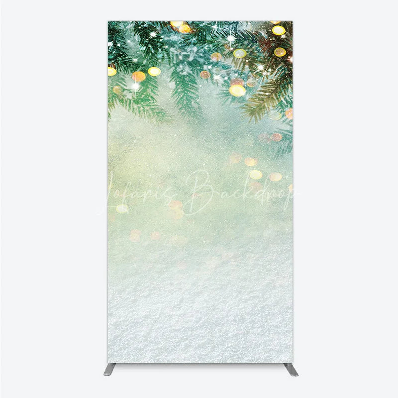 Lofaris Frosted Pine Branches and Sparkling Lights Winter Holiday Rectangle Arch Backdrop Christmas Snow Scene Decor