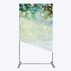 Lofaris Frosted Pine Branches and Sparkling Lights Winter Holiday Rectangle Arch Backdrop Christmas Snow Scene Decor