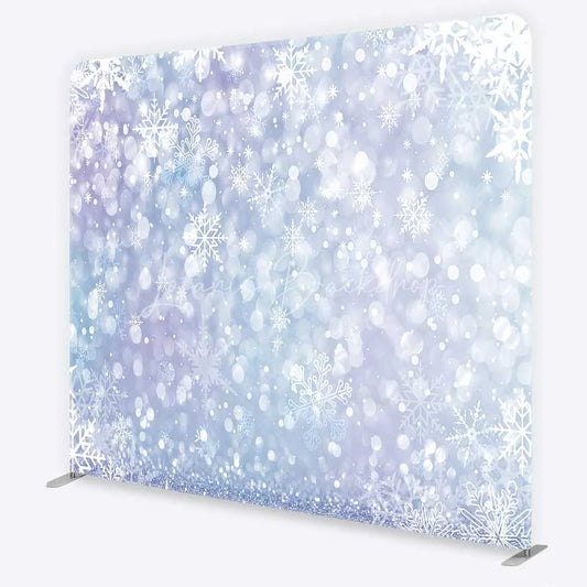 Lofaris Frozen Snowflake Tension Fabric Backdrop Light Blue and Purple Winter Photography Background