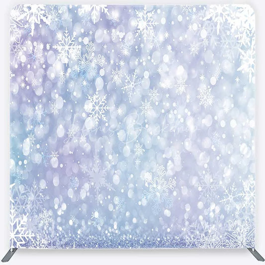 Lofaris Frozen Snowflake Tension Fabric Backdrop Light Blue and Purple Winter Photography Background