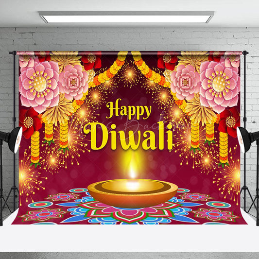 Lofaris Fuchsia Mandala Elephant Oil Lamp Diwali Backdrop