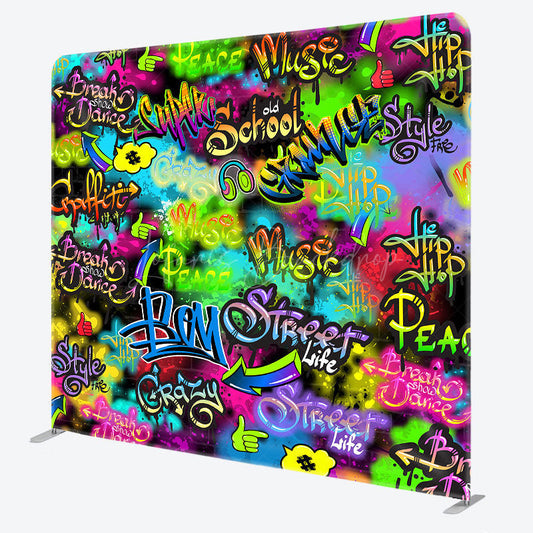 Lofaris Full Of Graffiti Wall Dance Square Tension Backdrop