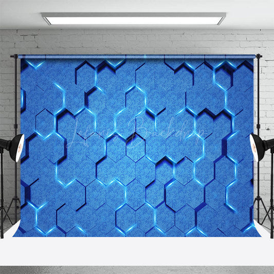 Lofaris Futuristic Blue Hexagonal Wall Science Fiction Backdrop