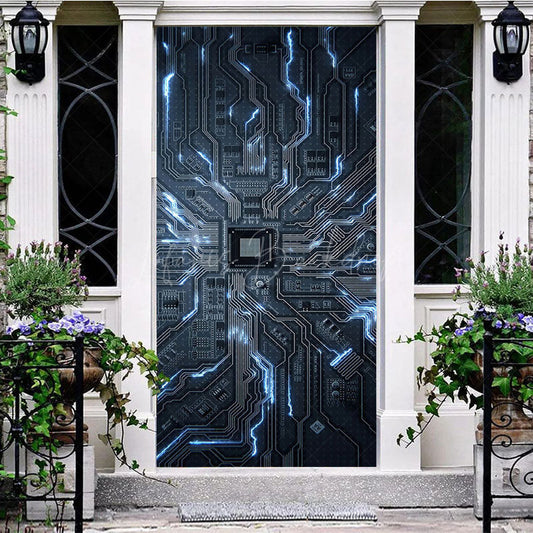 Lofaris Futuristic Circuit Motherboard Sci-Fi Events Door Cover
