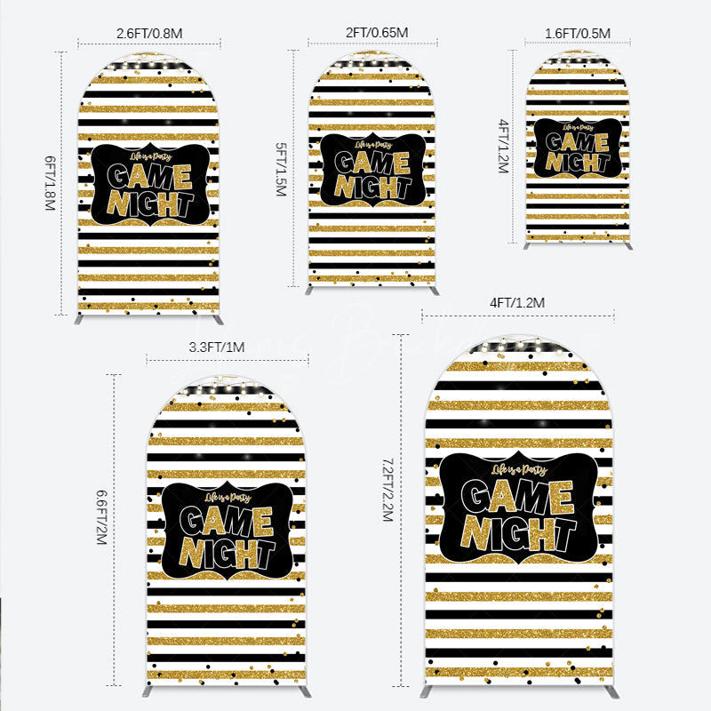 Lofaris Game Night Party Arch Backdrop in Black and Gold Glitter Life is a Theme Adult Birthday Photo Booth Decor