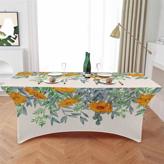 Lofaris Garden Blossom Flower Green Leaf Stretch Table Cover