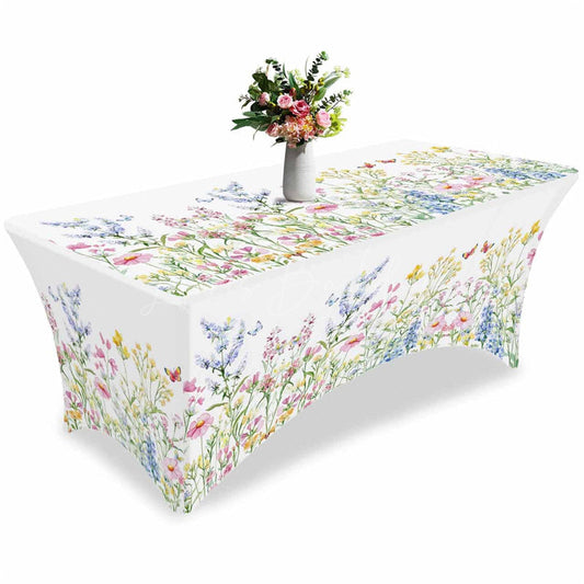 Lofaris Garden Colorful Blossom Flowers Stretch Table Cover