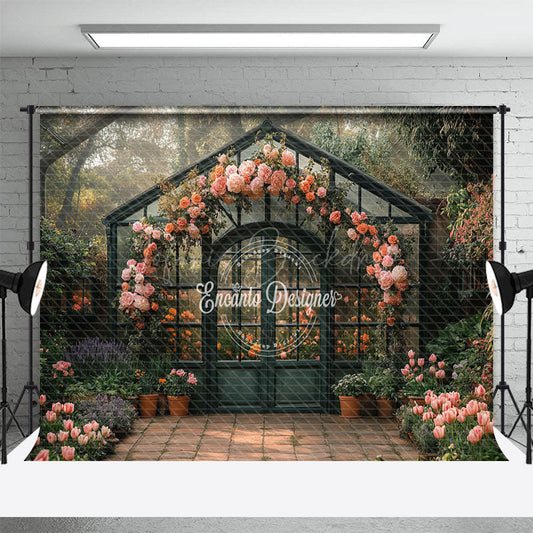 Lofaris Garden Flower Glass House Spring Photography Backdrop