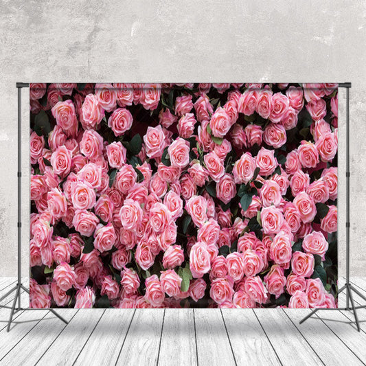 Lofaris Garden Green Leaves Pink Flowers Photo Booth Backdrop