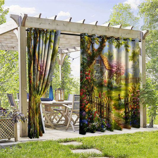 Lofaris Garden Wonderland Waterproof Printed Outdoor Curtains