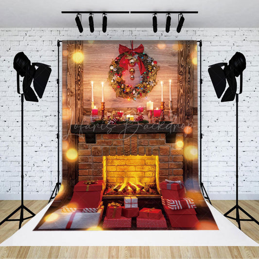 Lofaris Garland Halo Fireplace Christmas Photo Backdrop