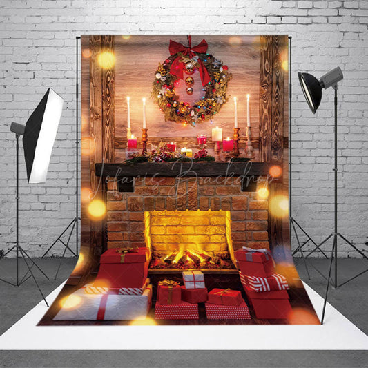Lofaris Garland Halo Fireplace Christmas Photo Backdrop
