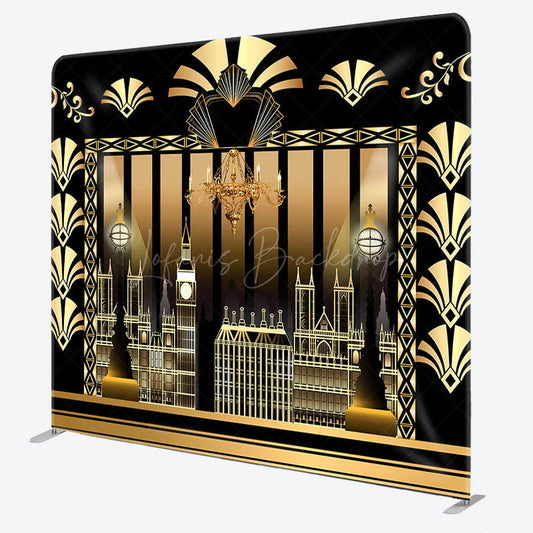 Lofaris Gatsby Black Gold Buildings Square Tension Backdrop