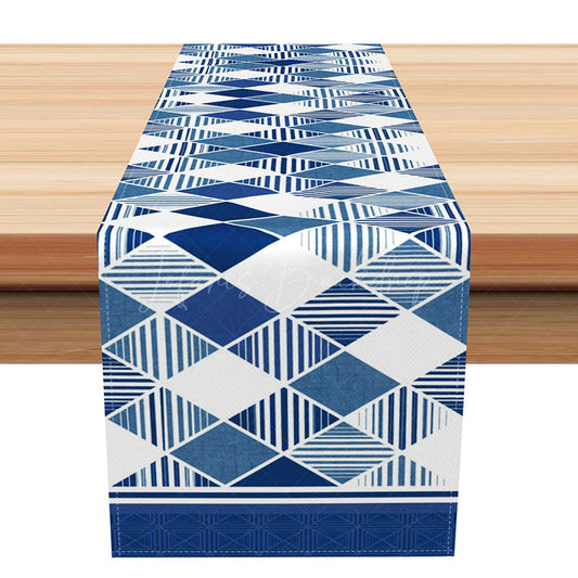 Lofaris Geometric Diamond Pattern Table Runner for Modern and Art Deco Inspired Kitchen Dining Decor