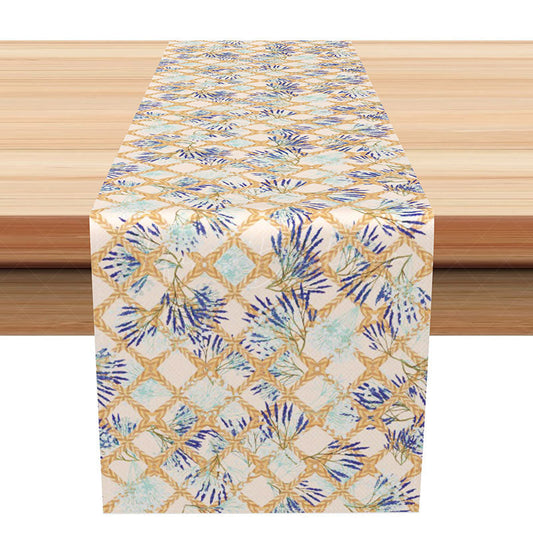 Lofaris Geometric Floral Table Runner with Blue and Purple Rhombus Pattern for Modern Elegant Dining Decor