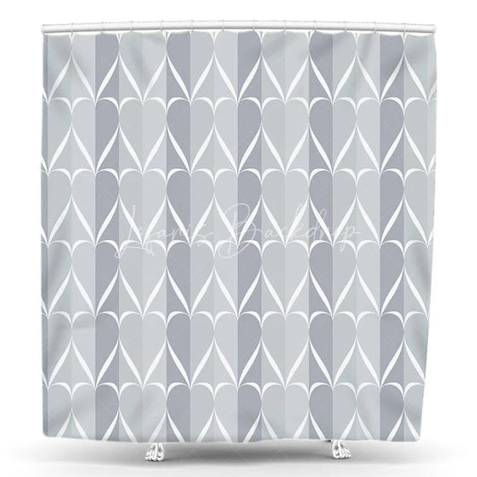 Lofaris Geometric Heart Pattern Shower Curtain Abstract Light Blue Grey Design Modern Minimalist Bathroom Decor