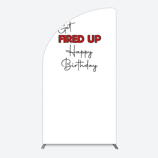 Lofaris Get Fired Up Red White Birthday Half Moon Arch Backdrop