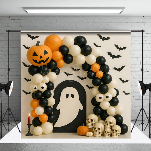 Lofaris Ghostly Skeletons Balloon Arch Halloween Backdrop