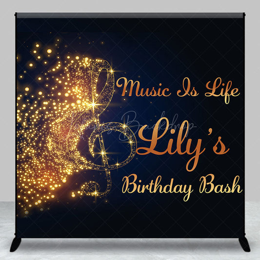 Lofaris Gilded Note Music Is Life Custom Name Birthday Backdrop