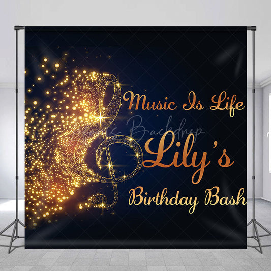 Lofaris Gilded Note Music Is Life Custom Name Birthday Backdrop