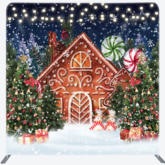 Lofaris Gingerbread House Christmas Pillow Case Backdrop