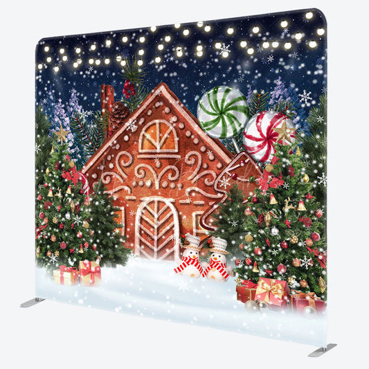 Lofaris Gingerbread House Christmas Pillow Case Backdrop