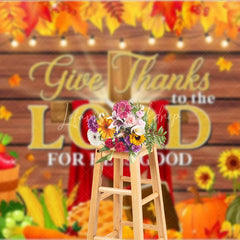 Lofaris Give Thanks to the Lord Backdrop Religious Christian Thanksgiving Banner Autumn Fall Pumpkins Cross Photo Props