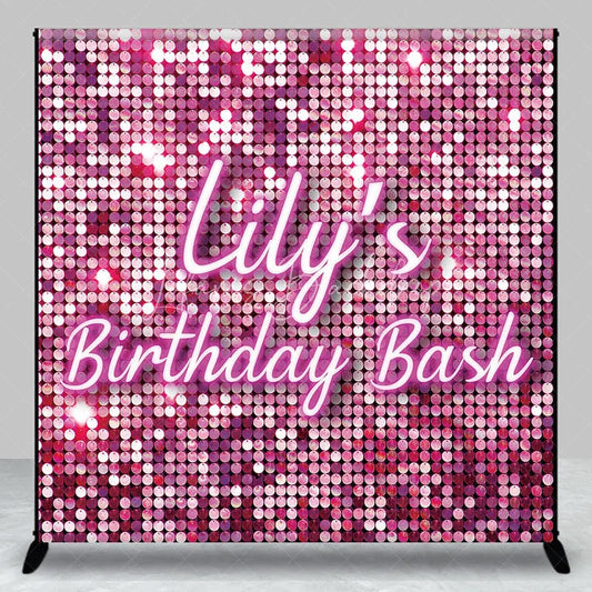 Lofaris Glamorous Pink Sequin Shimmer Custom Backdrop for Birthday Bash Personalized Party Decoration