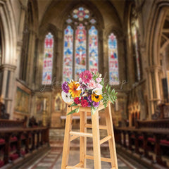Lofaris Glass Painted Church Elegant Photography Backdrop