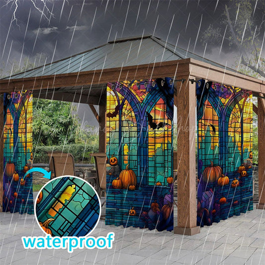 Lofaris Glasshouse Bats Waterproof Printed Outdoor Curtains