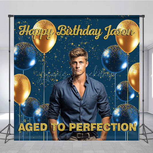 Lofaris Glitter Aged To Perfection Custom Birthday Backdrop