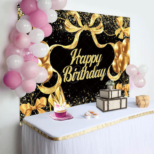 Lofaris Glitter Balloon And Bows Cheer To Birthday Backdrop