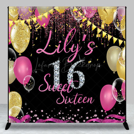 Lofaris Glitter Balloon Custom Sweet 16 Birthday Backdrop