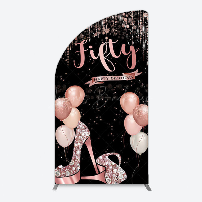 Lofaris Glitter Balloon High Heel Birthday Half Moon Arch Backdrop