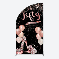 Lofaris Glitter Balloon High Heel Birthday Half Moon Arch Backdrop