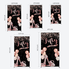 Lofaris Glitter Balloon High Heel Birthday Rectangle Backdrop