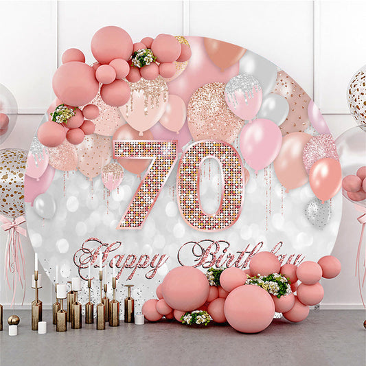 Lofaris Glitter Balloons Bokeh Circle 70th Birthday Backdrop