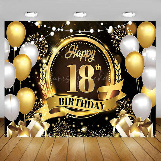 Lofaris Glitter Balloons Happy 18th Birthday Backdrop For Men Elegant Party Decor Event Photo Prop